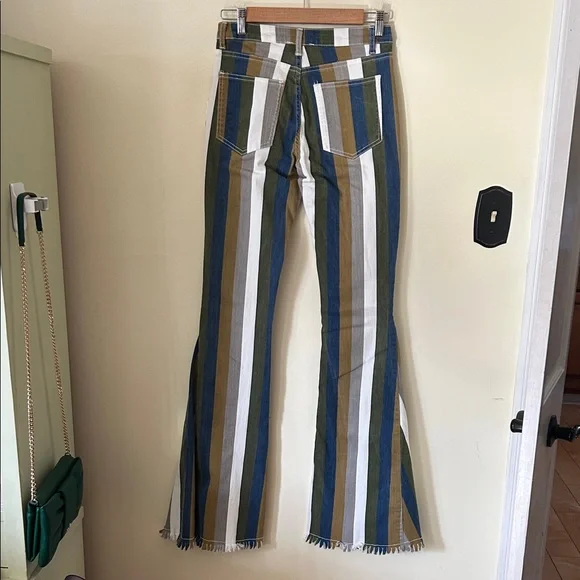 Altar'd State Multicolor Striped Flare Bell Bottom Jeans Size XS - Picture 5 of 15